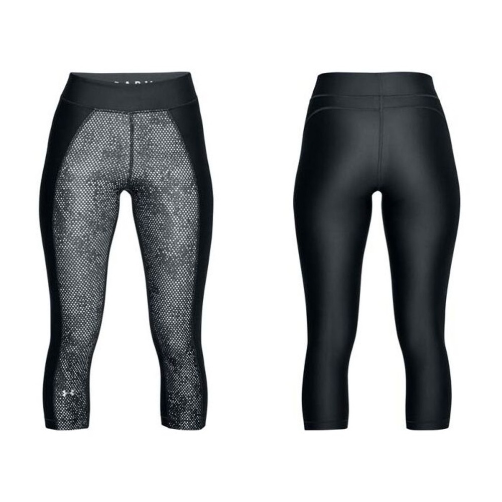 Under Armour Black Gray Print High Waisted 3/4th Compression Tights Capri sz M - Picture 5 of 13